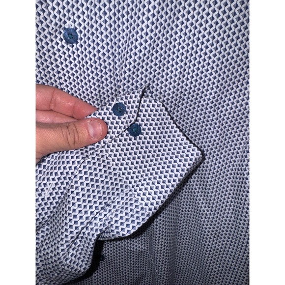 Hart Schaffner Marx Mens Geometric Print Button Up Dress Shirt Size M - Picture 3 of 4